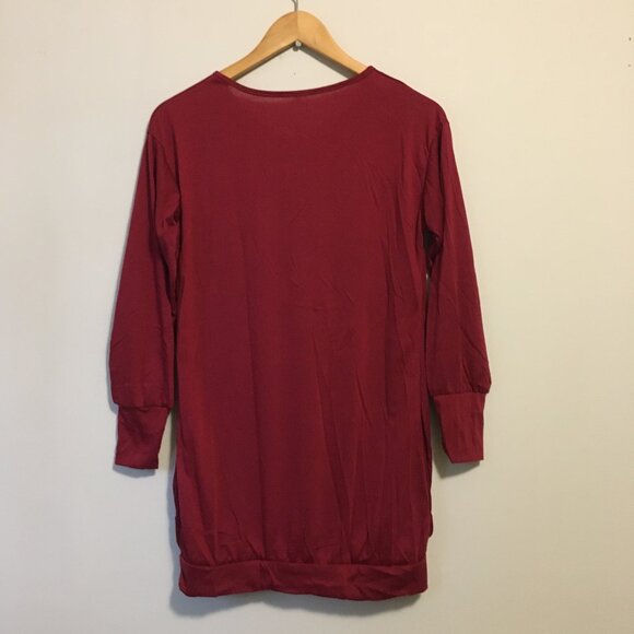 Lucky Burgundy Long Sleeve Bubble Hem Jersey Top - Picture 2 of 14